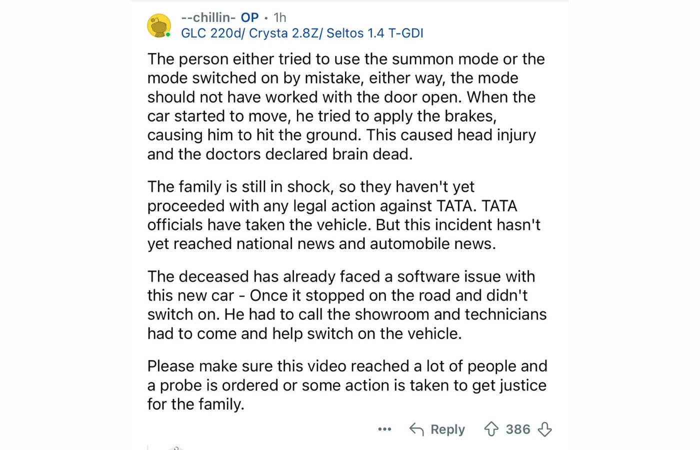 Harrier EV Accident